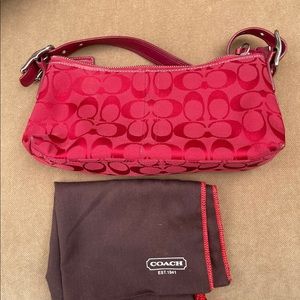 Coach red canvas tote